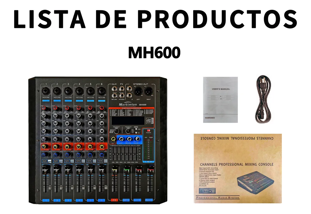 Mezcladora Amplificada 6 Canales 2380w 99efectos Mh6 - Image 9