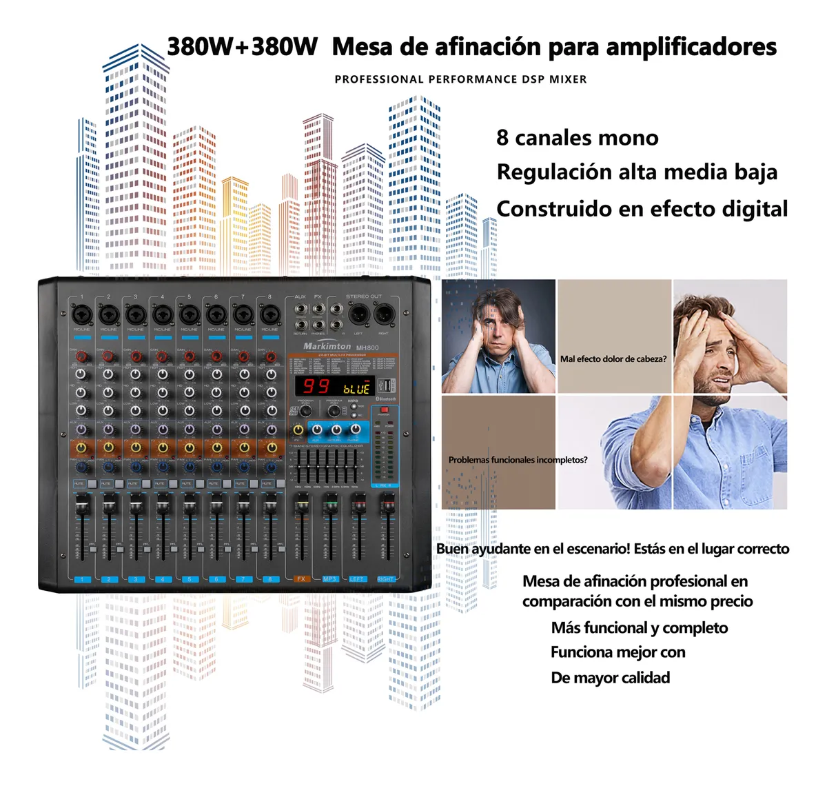 Mezcladora Amplificada 8 Canales 2380w 99efectos Mh8 - Image 11