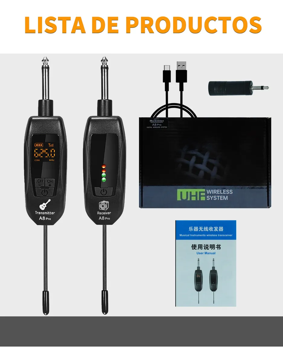 Transmisor de Guitarra con Receptor A08-pro UHF - Image 7