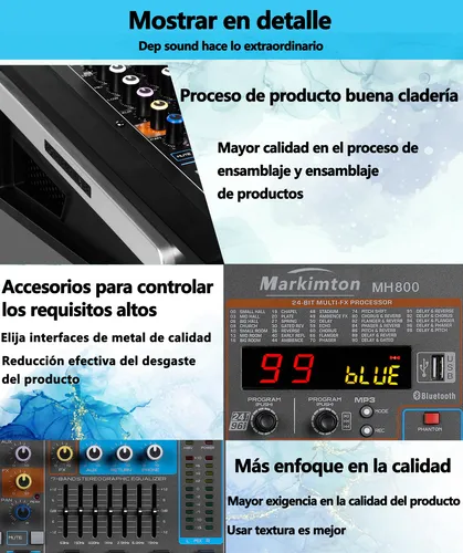 Mezcladora Amplificada 8 Canales 2380w 99efectos Mh8 - Image 9