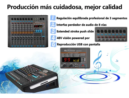 Mezcladora Amplificada 8 Canales 2380w 99efectos Mh8 - Image 5