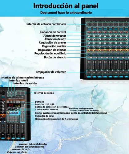 Mezcladora Amplificada 8 Canales 2380w 99efectos Mh8 - Image 3