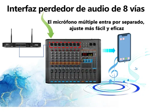Mezcladora Amplificada 8 Canales 2380w 99efectos Mh8 - Image 4